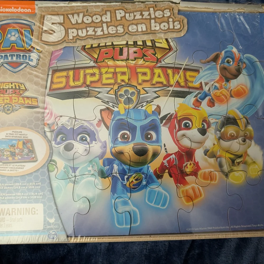 PAW Patrol Pups Super Paws Wood Puzzle Set - Blue, Red, Yellow, White